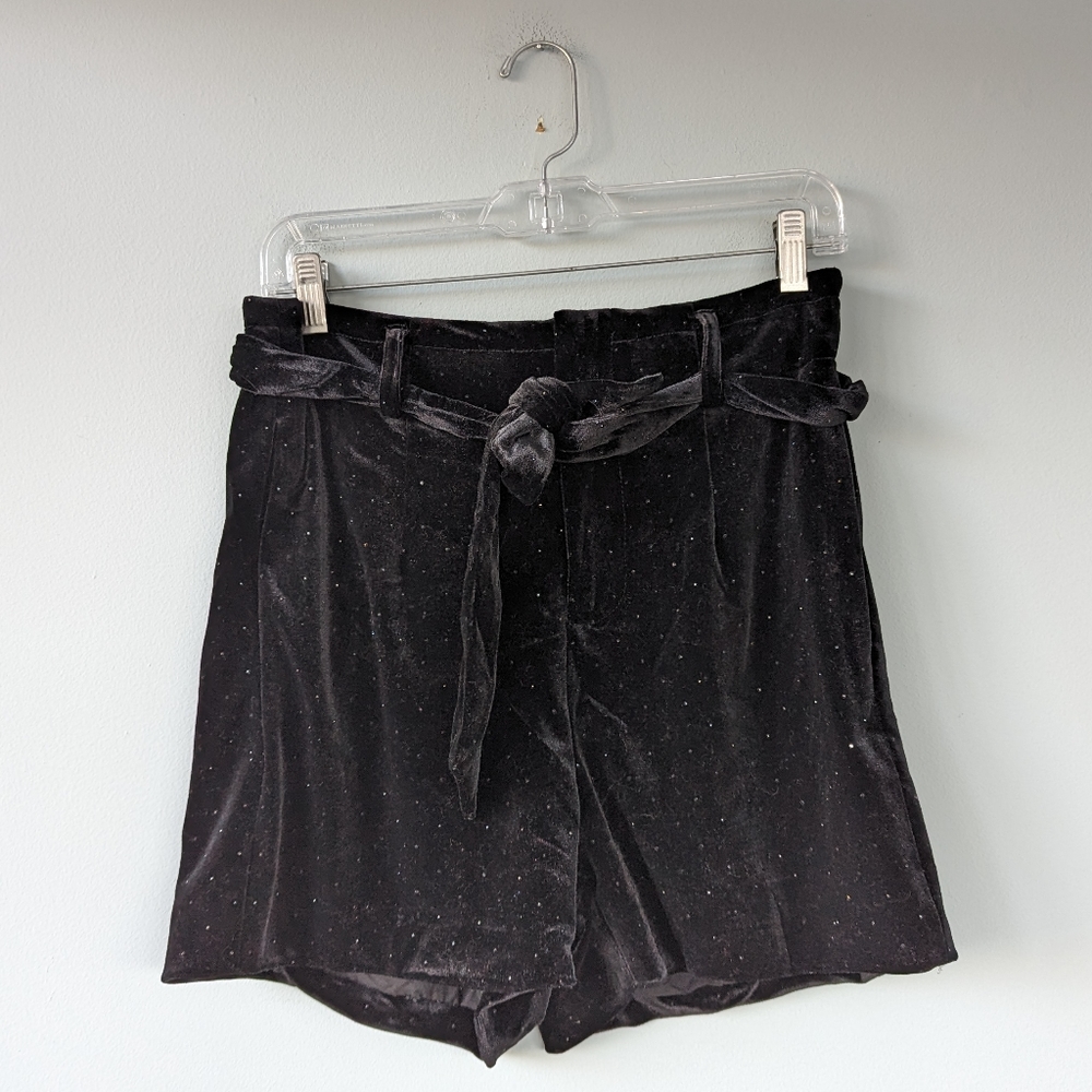 NWT Lili Sidonio Black Velvet Rhinestone High Waist Shorts - Picture 8 of 13